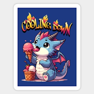 Cute dragon cooling down with ice cream Magnet